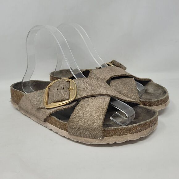 Birkenstock Shoes - Birkenstock Sandals Womens EU39 US8 Sienna Big Buckle Wash Rose Slides WORN
